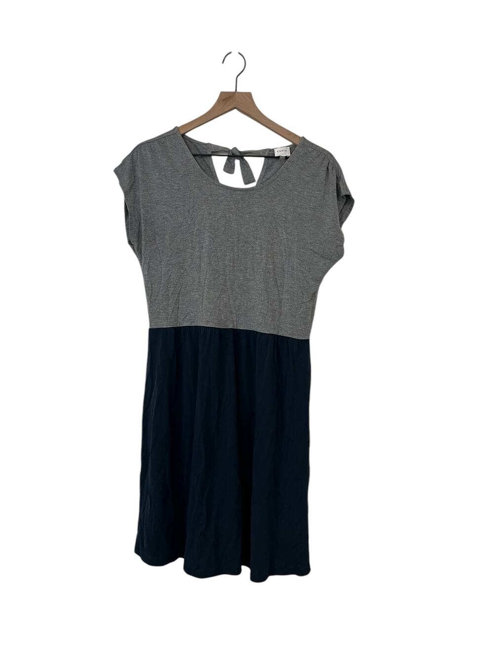 Cupio Womens Blue Gray Color Block Short Sleeve Dress Size Medium